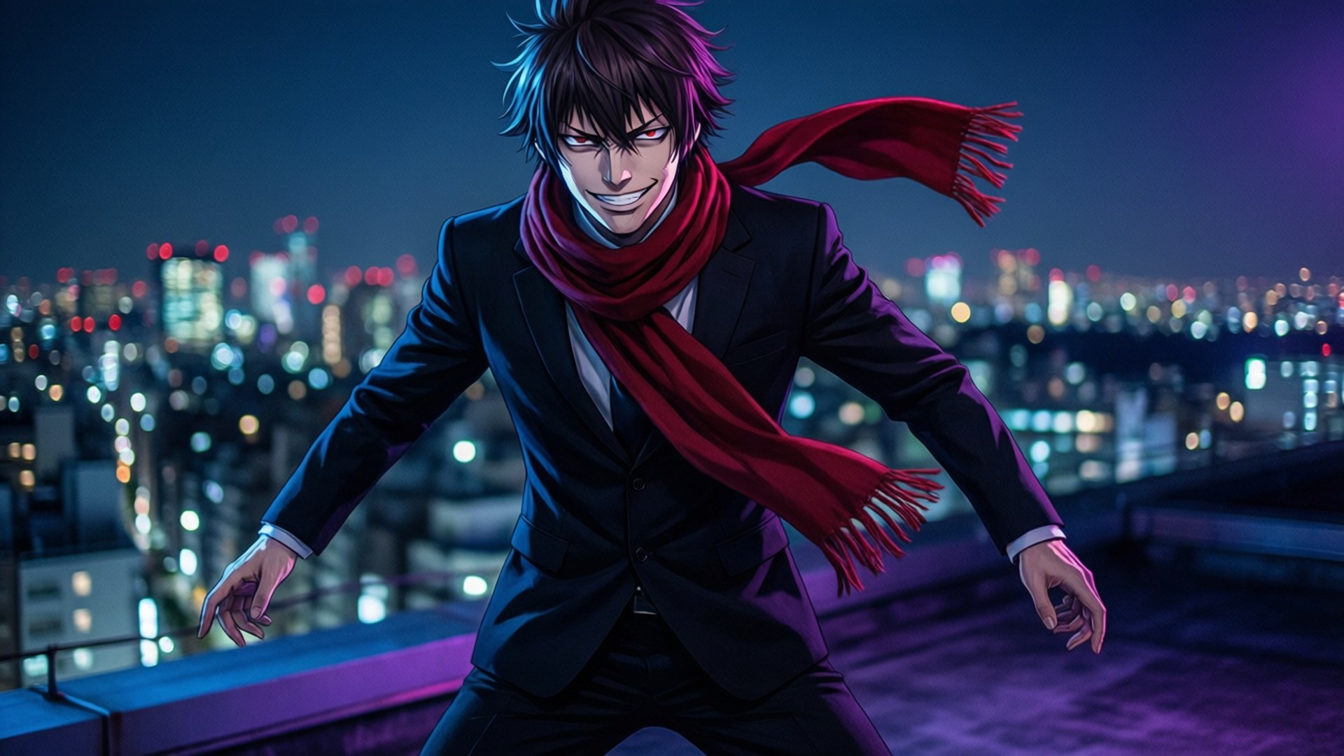 Izaya Orihara, rooftop, dark suit, Full HD Desktop Wallpaper