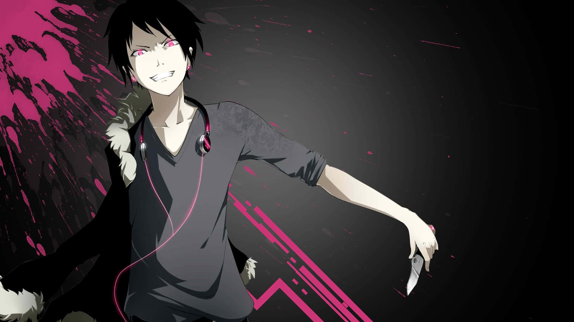 Izaya Orihara, black hair, pink eyes, Full HD Desktop Wallpaper