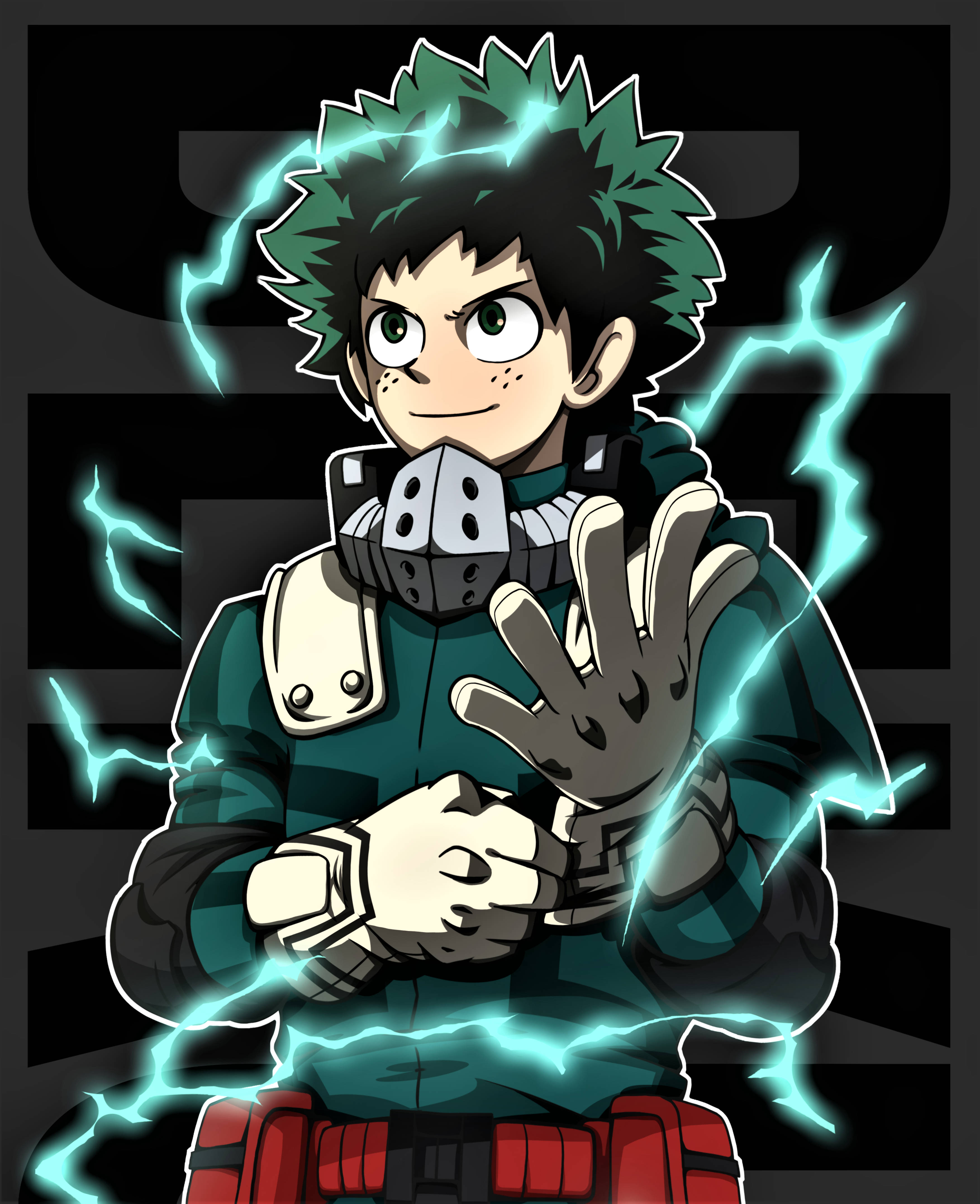Izuku Midoriya, 4K, green sparks, 4K Phone Wallpaper