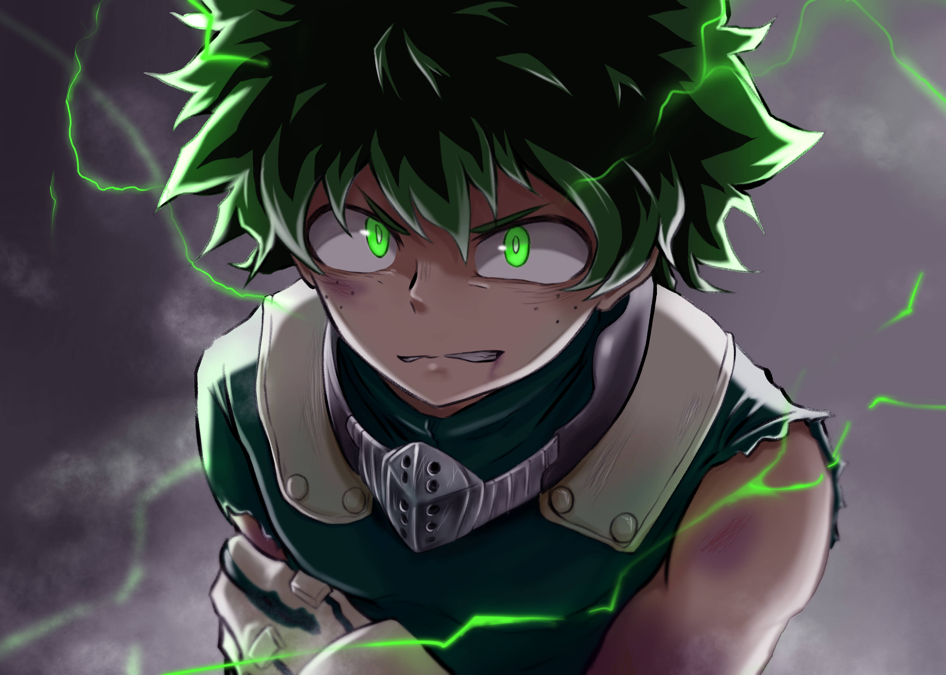 Izuku Midoriya, 4K, green eyes, 4K Desktop Wallpaper
