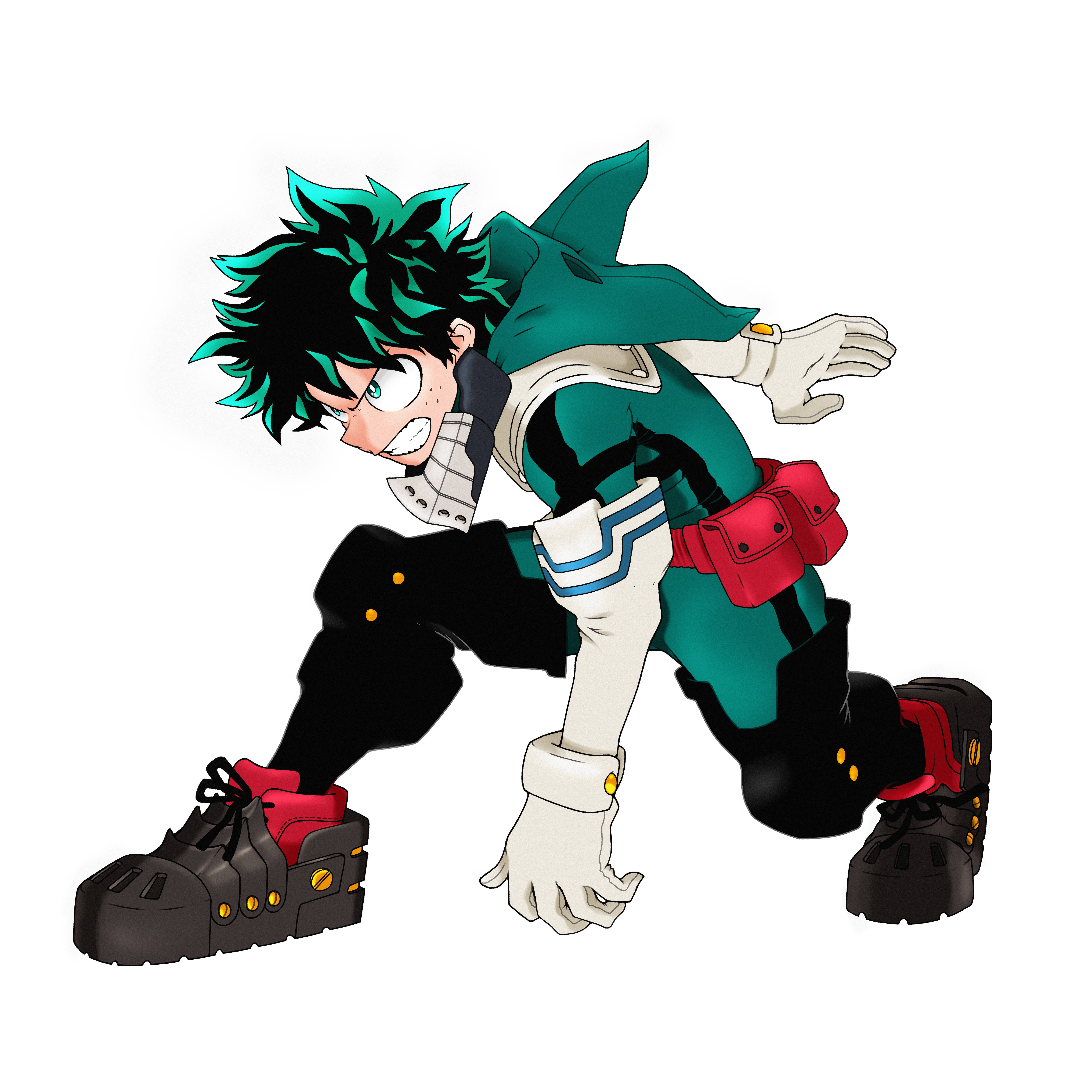 Izuku Midoriya, green hero suit, spiky teal and black hair, 5K Desktop Wallpaper