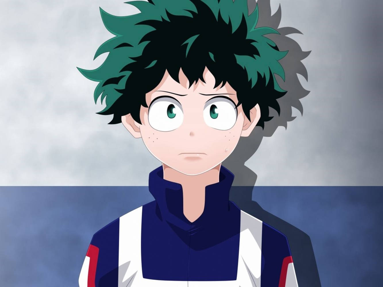 Izuku Midoriya, spiky green and black hair, wide green eyes, HD Desktop Wallpaper