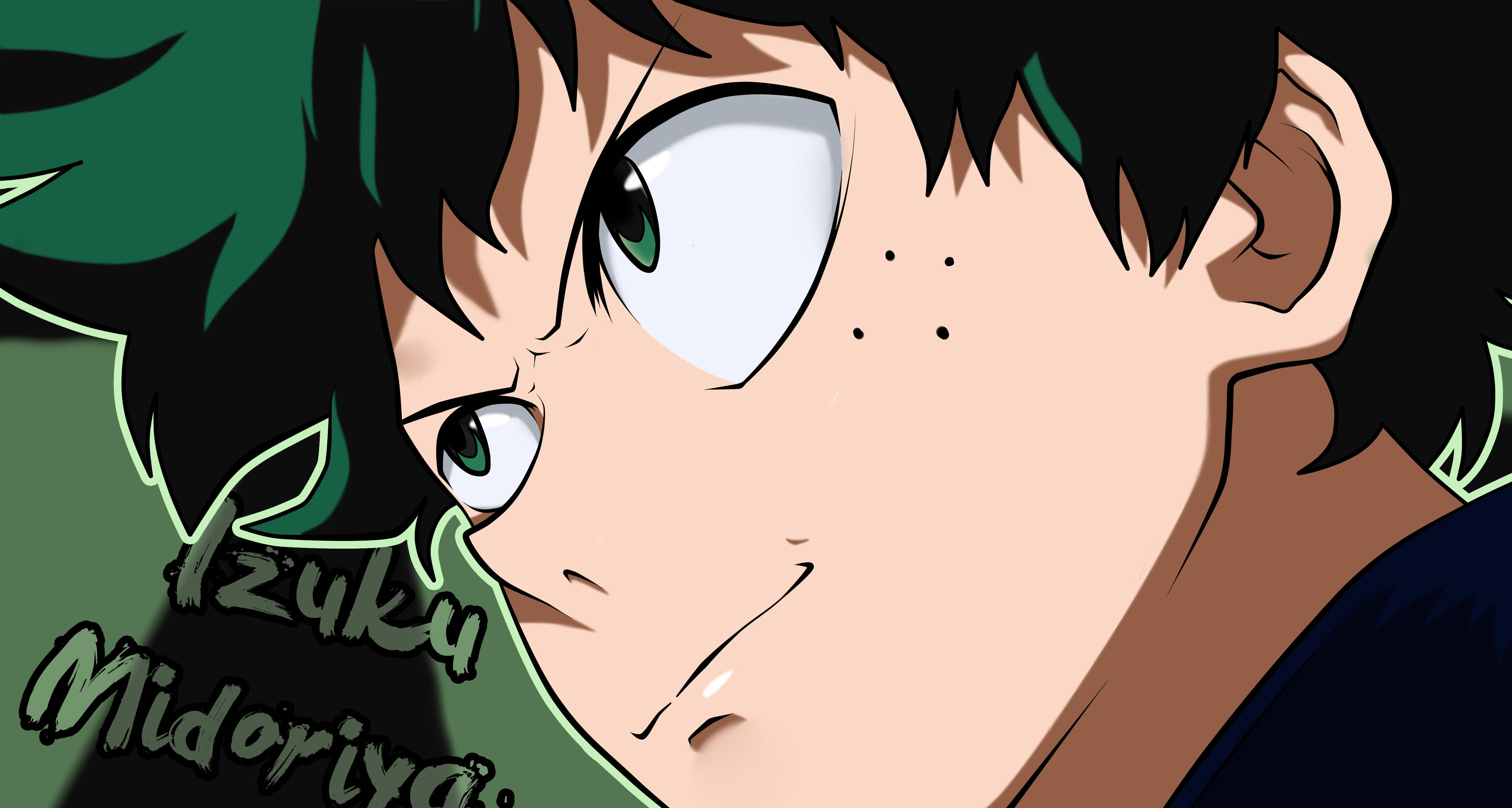 Izuku Midoriya, 4K, intense green eyes, 5K Desktop Wallpaper