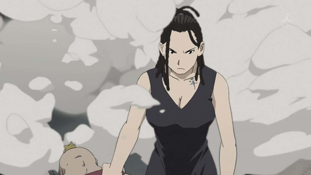 Izumi Curtis, black dress, swirling gray clouds, HD Desktop Wallpaper