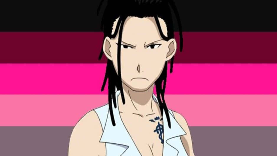 Izumi Curtis, black dreadlocks, pink and purple striped background, SD Desktop Wallpaper