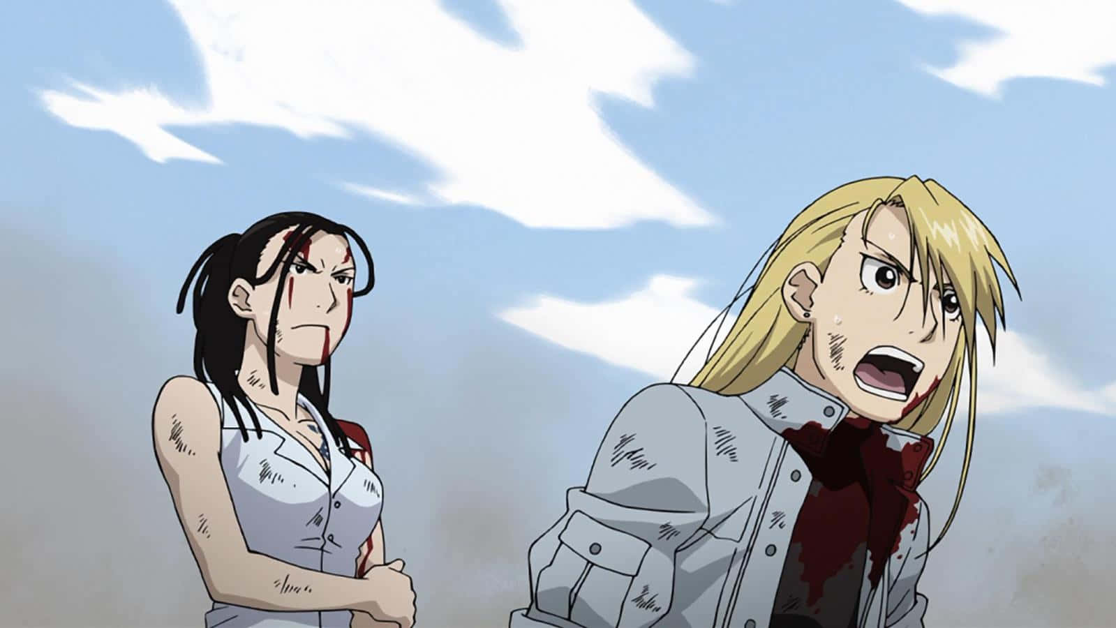 Izumi Curtis, cloudy sky, bloodied faces, HD Desktop Wallpaper