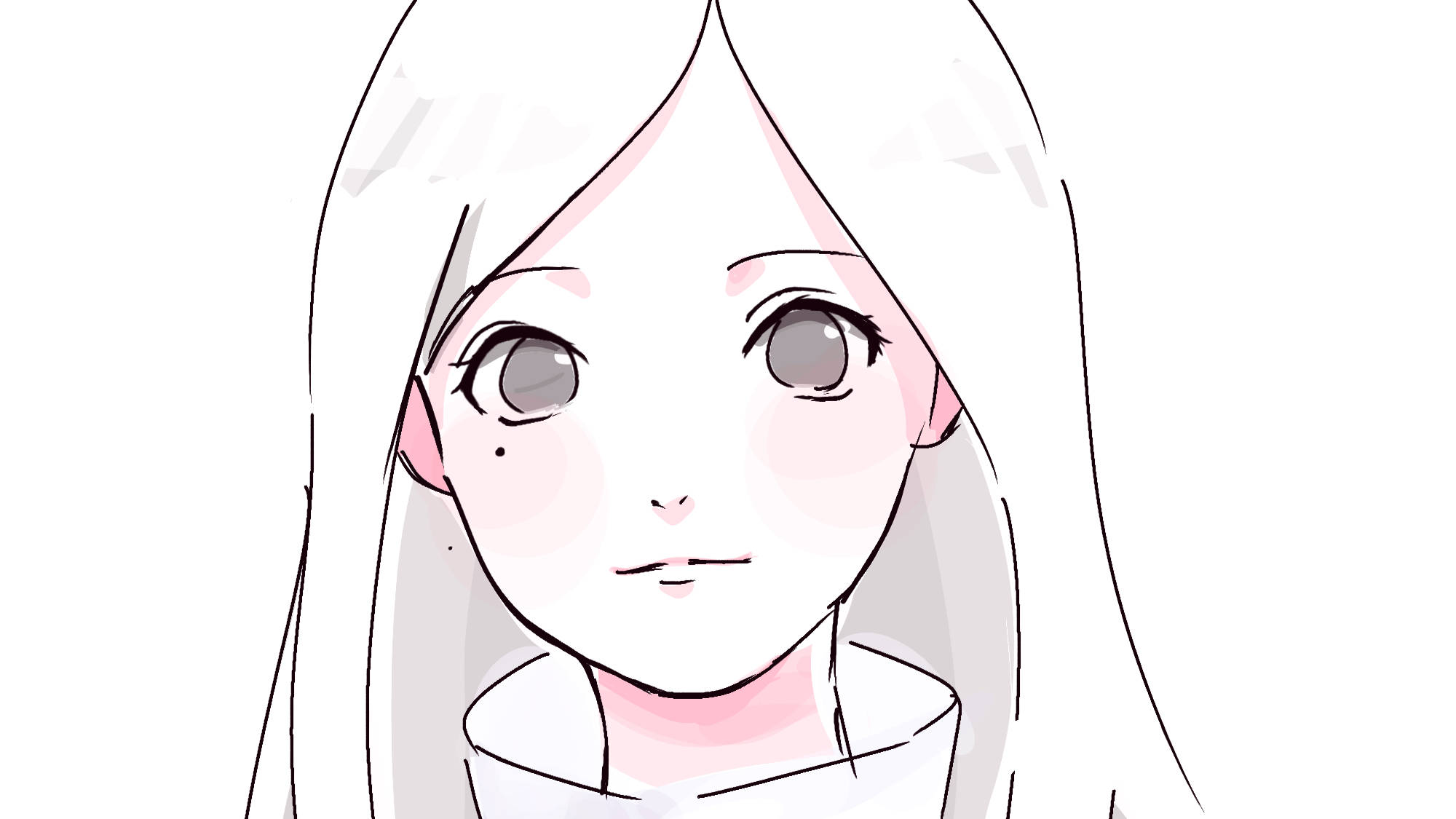 Izumi Uchiha, long white hair, soft pink blush, Full HD Desktop Wallpaper