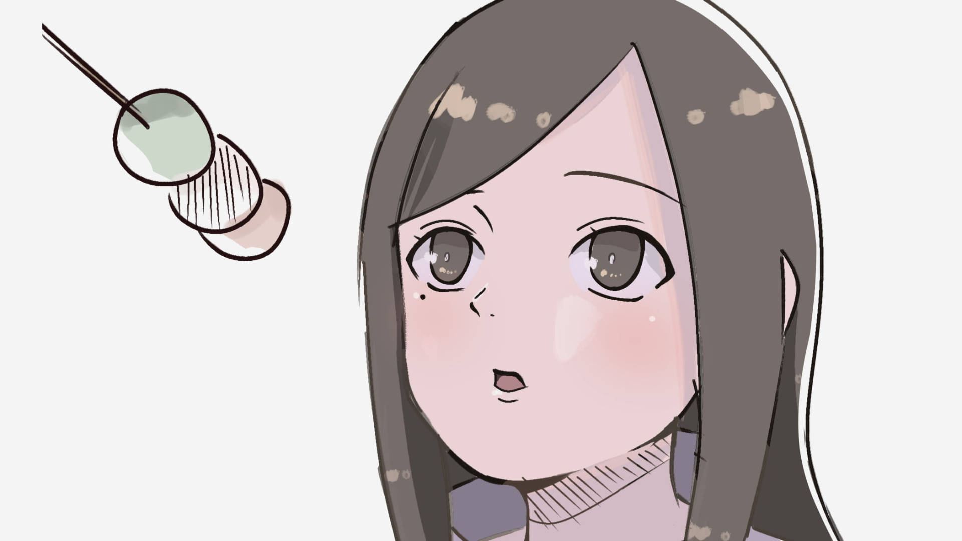 Izumi Uchiha, long gray hair, skewered dumpling, Full HD Desktop Wallpaper