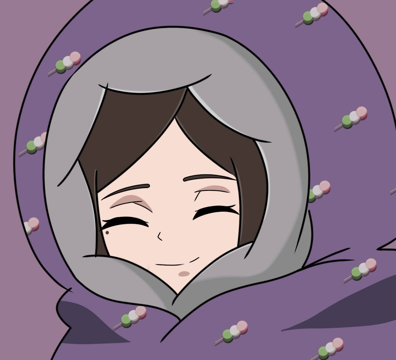 Izumi Uchiha, purple hooded cloak, colorful candy-like pins, HD Desktop Wallpaper