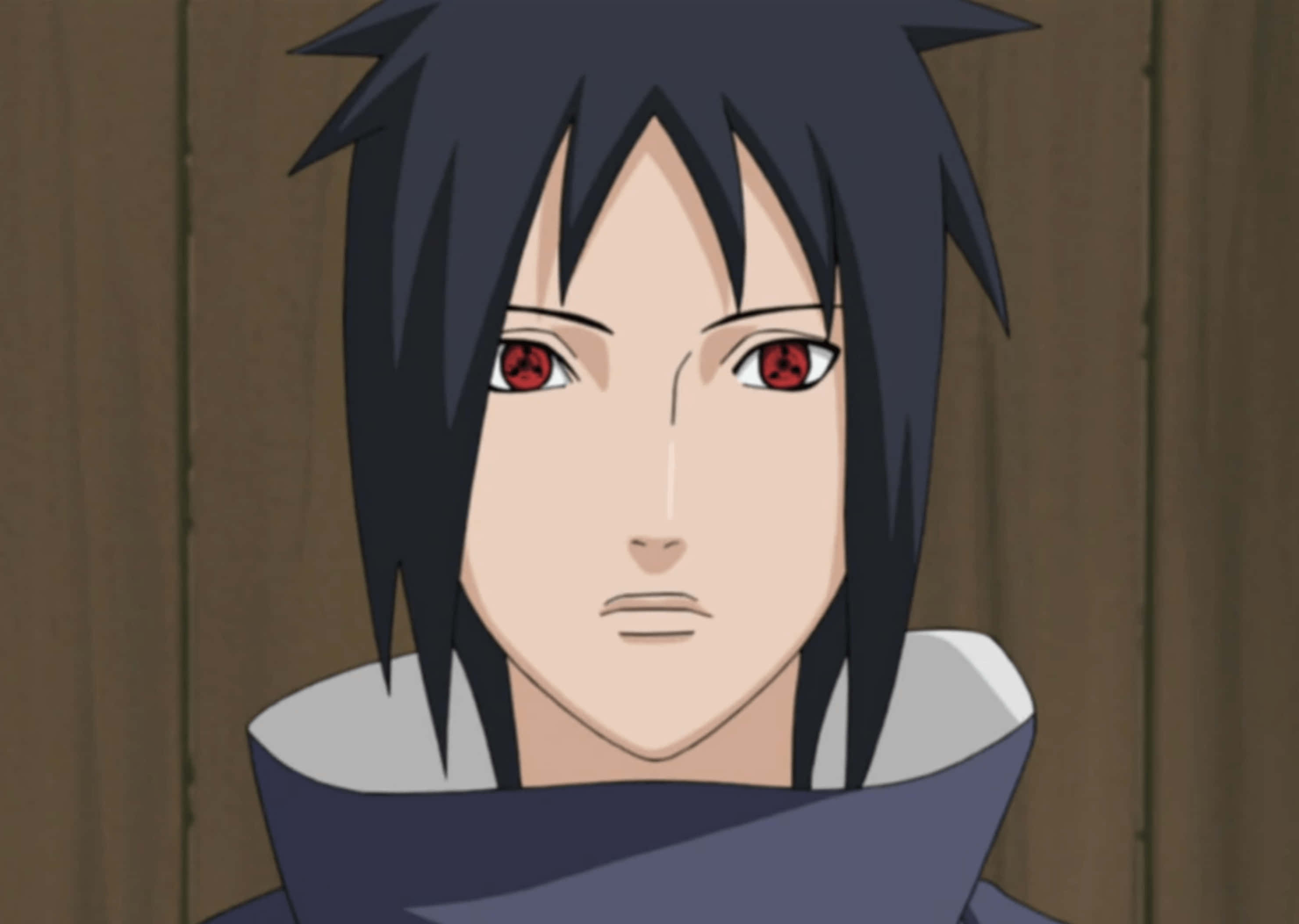 Izuna Uchiha, spiky black hair, red eyes with tomoe patterns, 2K Desktop Wallpaper