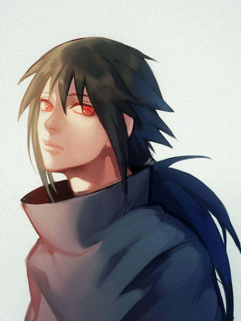 Izuna Uchiha, spiky black hair, glowing red eyes, SD Phone Wallpaper