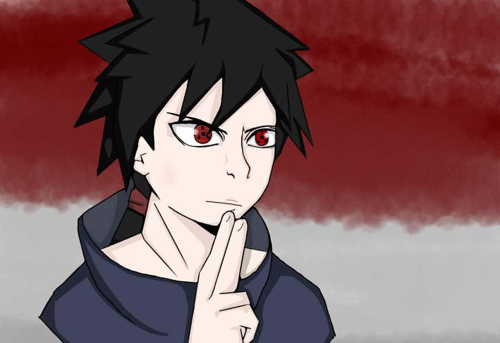 Izuna Uchiha, spiky black hair, red eyes, SD Desktop Wallpaper