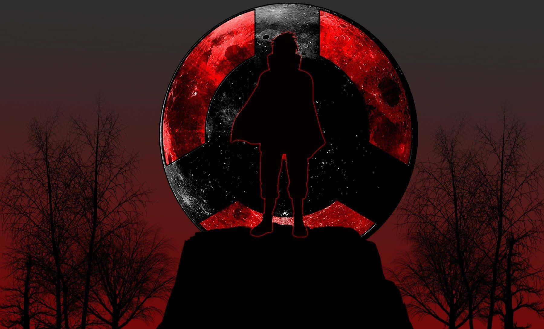 Izuna Uchiha, red moon, black spiral pattern, HD Desktop Wallpaper