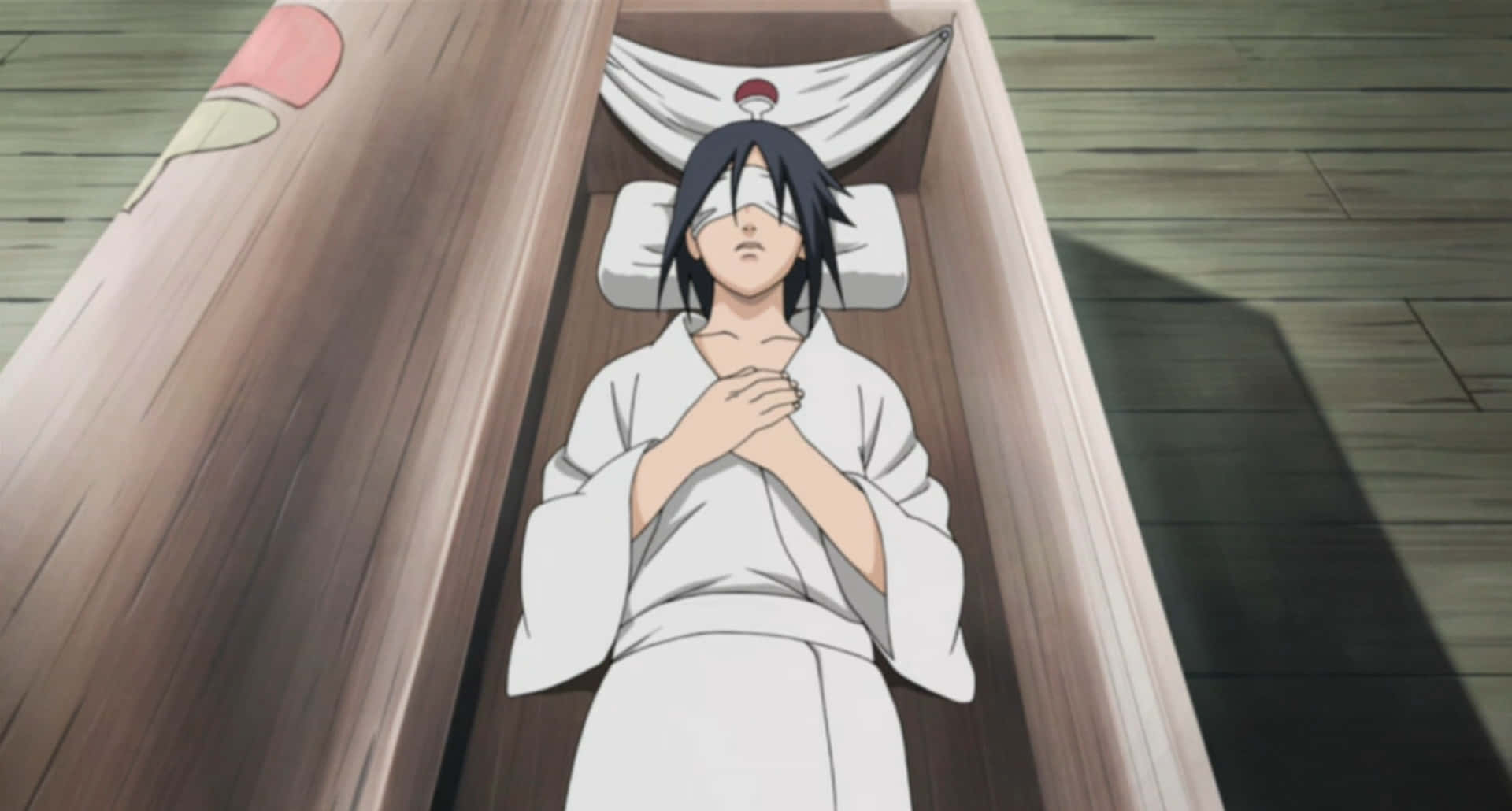 Izuna Uchiha, wooden coffin, white robe, Full HD Desktop Wallpaper