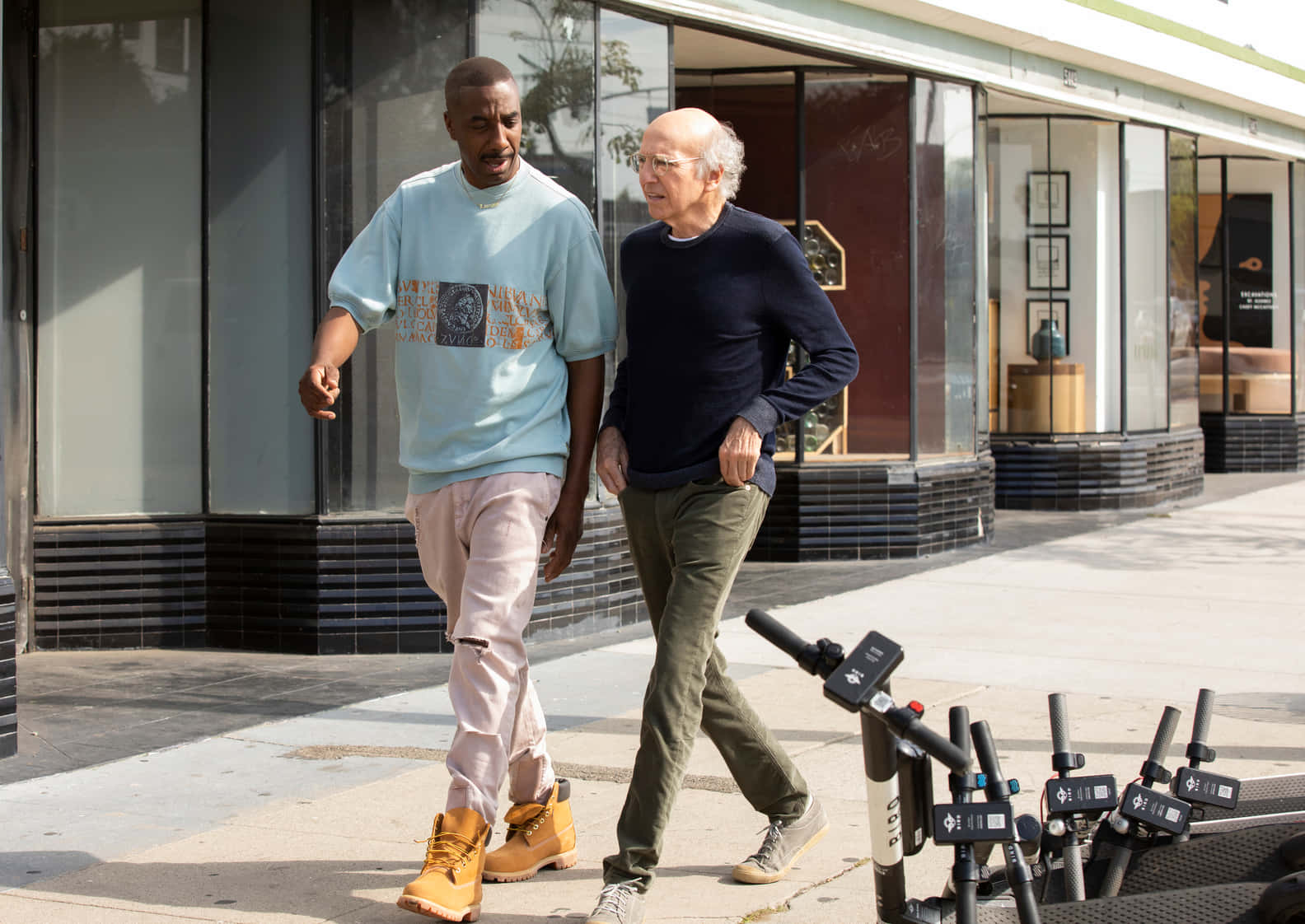 J.b. Smoove, sunny city sidewalk, storefronts, HD Desktop Wallpaper
