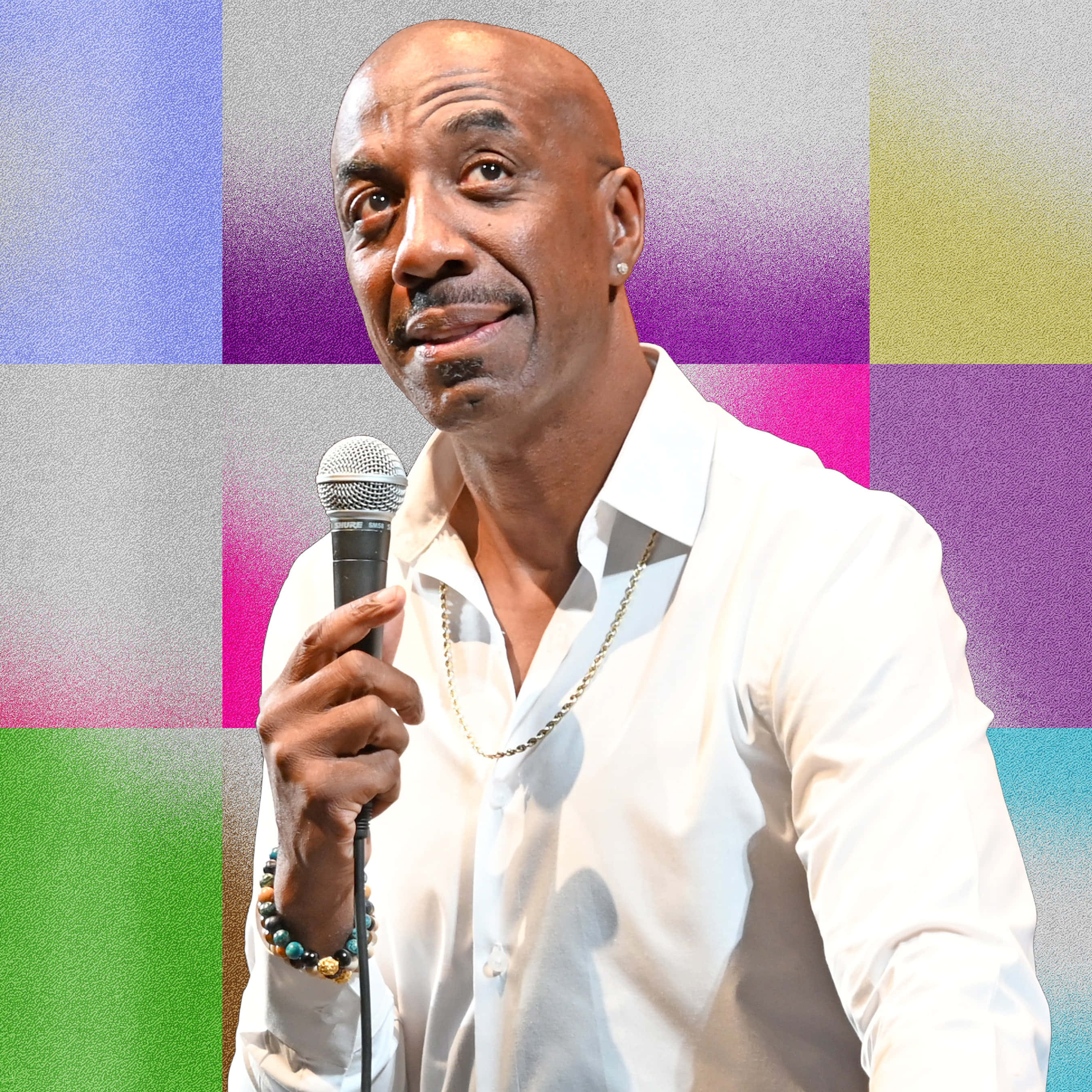 J.B. Smoove, vibrant yellow suit, white shirt, 2K Desktop Wallpaper