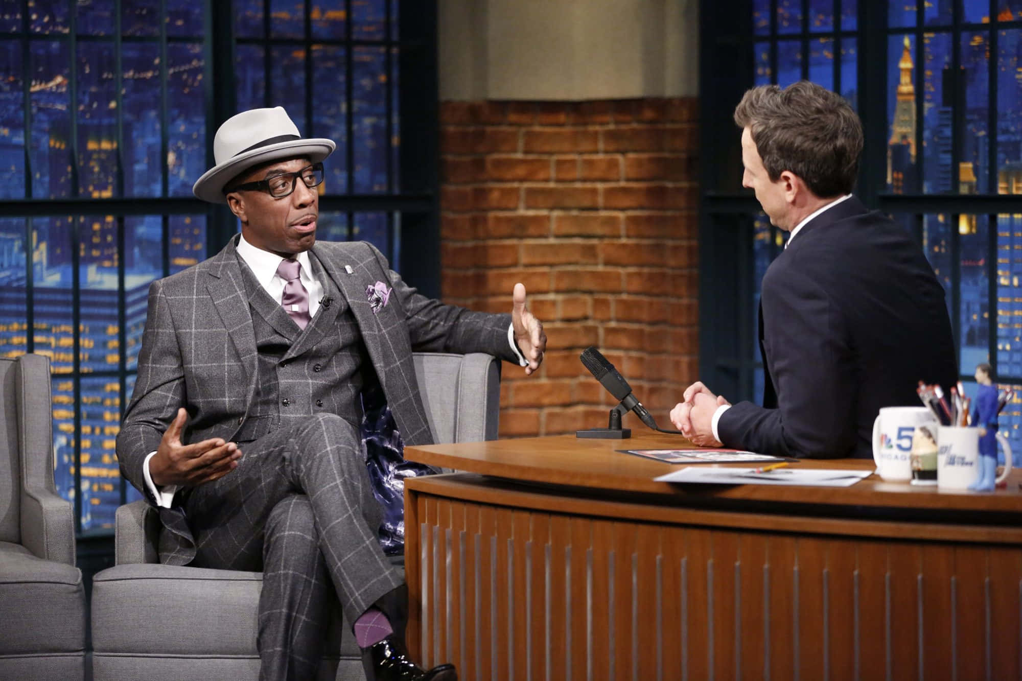 J.b. Smoove, gray plaid suit, fedora, Full HD Desktop Wallpaper