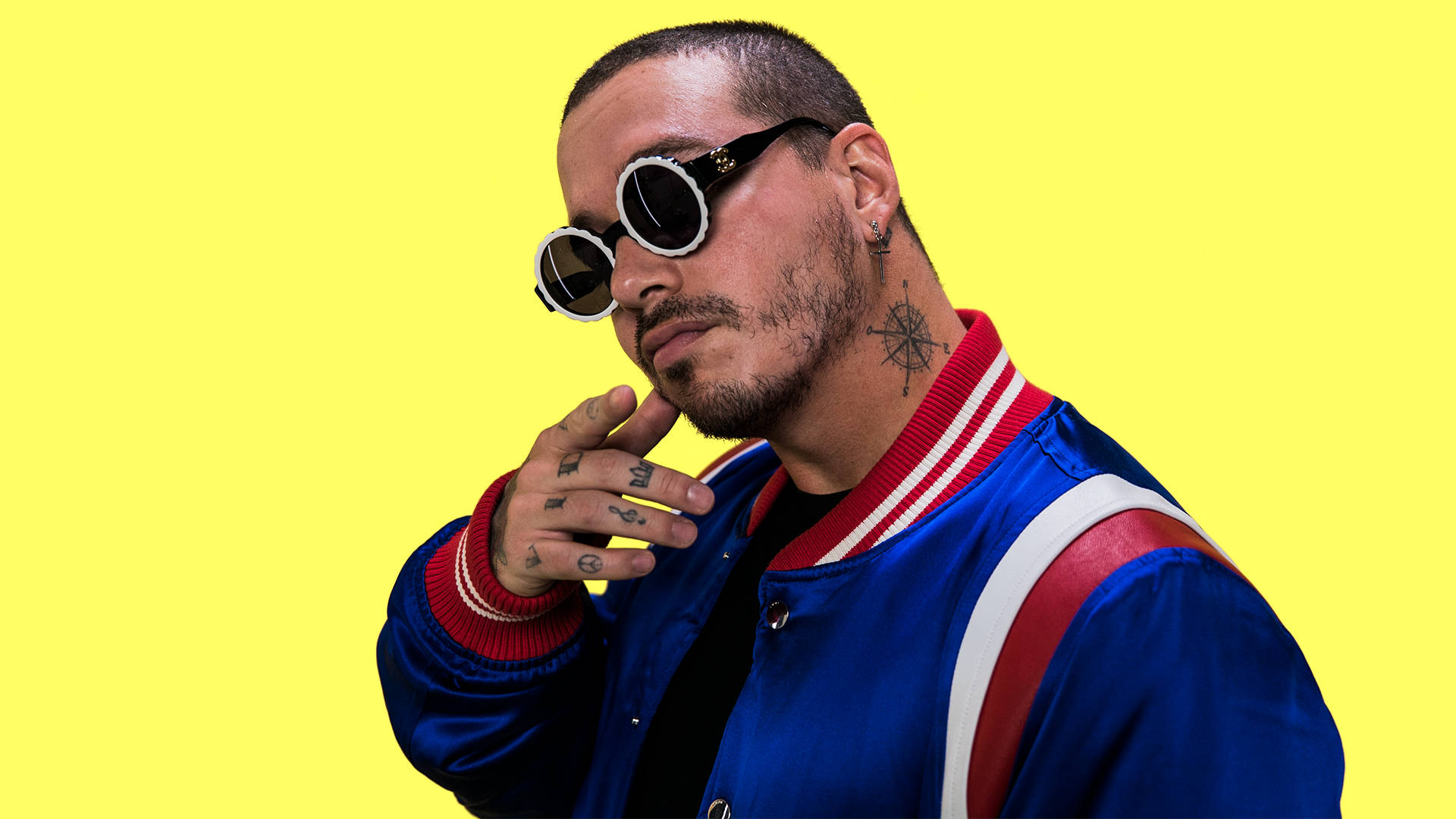 J Balvin, yellow, blue red and white jacket, Full HD Desktop Wallpaper