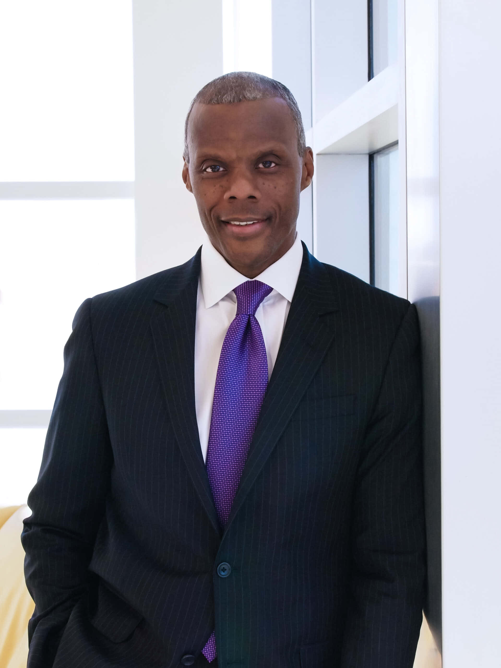 J.c. Watts, dark pinstripe suit, purple tie, 2K Phone Wallpaper