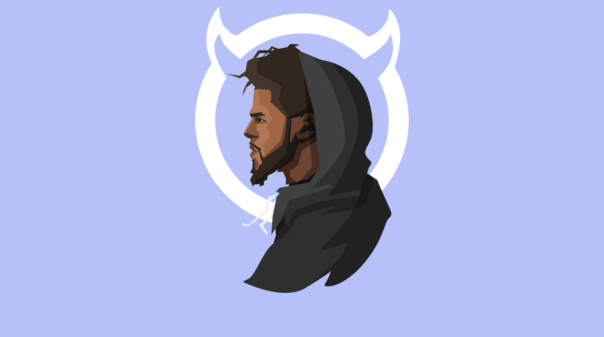 J. Cole, vector art, white devil horn emblem, Full HD Desktop Wallpaper