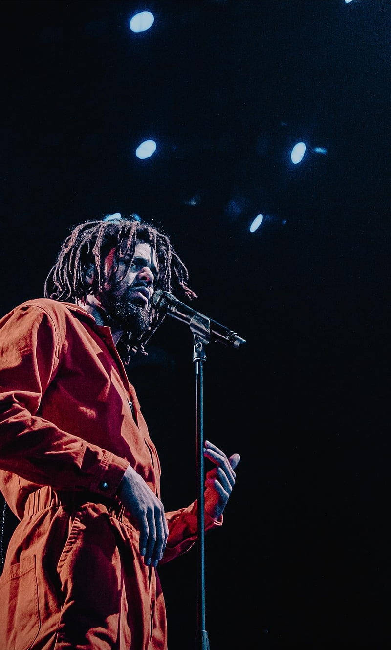 J Cole, dreadlocks, mic, HD Phone Wallpaper
