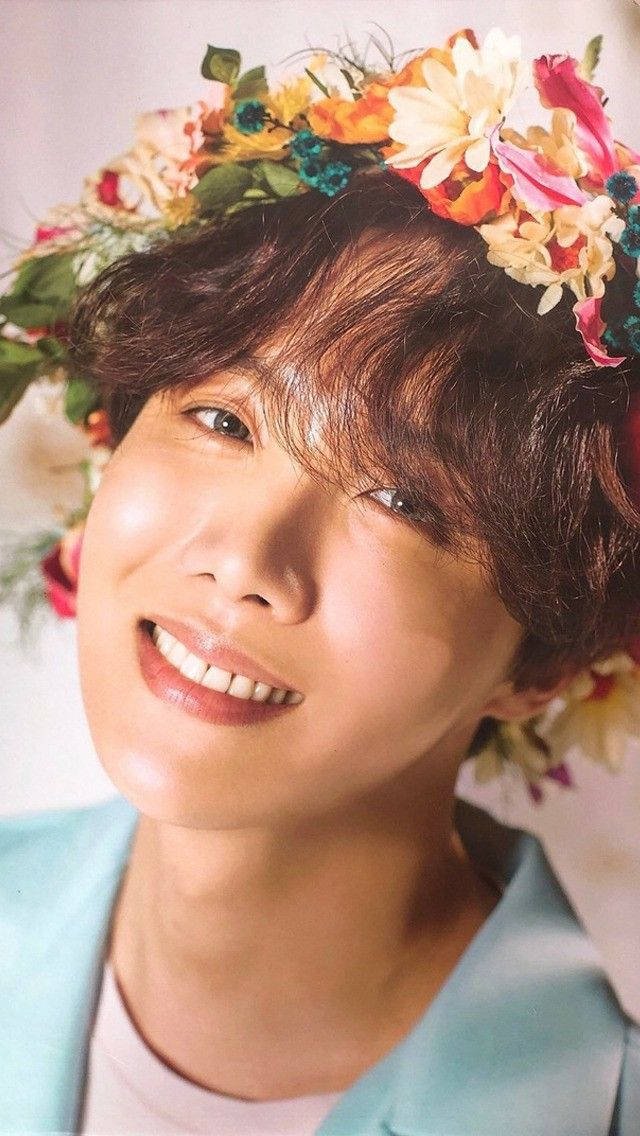 J-hope, flower crown, pastel background, SD Phone Wallpaper