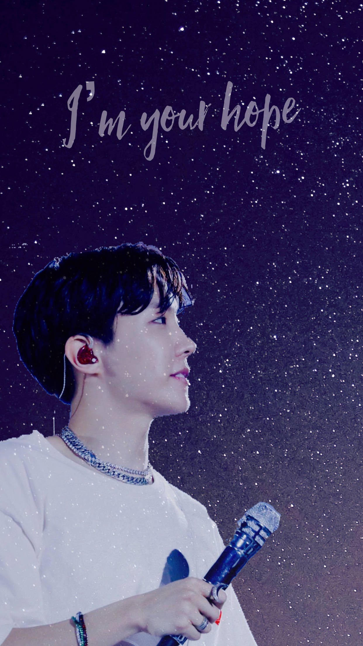 J-hope, starry purple night sky, microphone, Full HD Phone Wallpaper