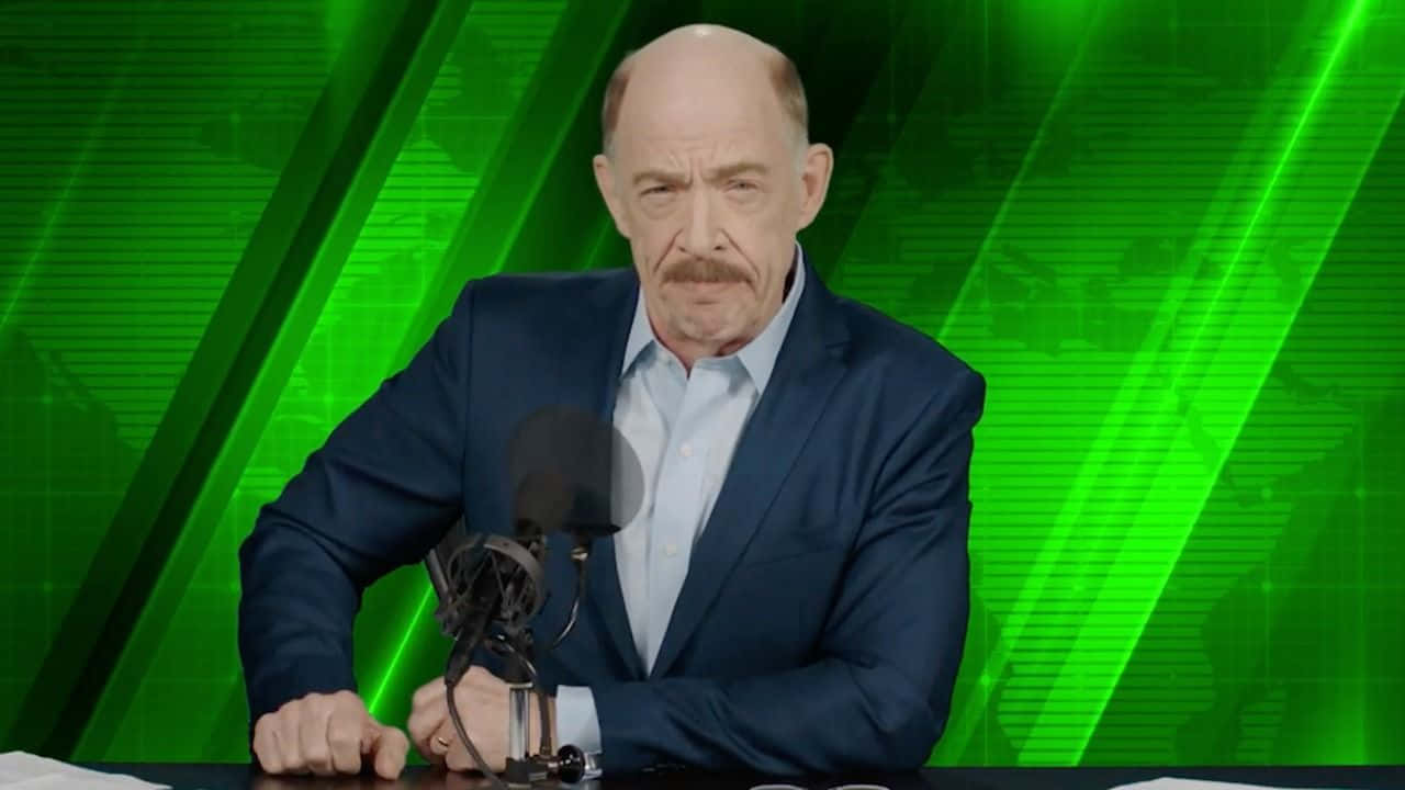 J. Jonah Jameson, blue suit, microphone, HD Desktop Wallpaper