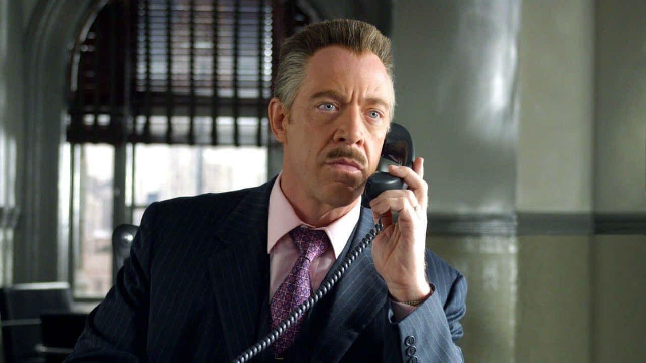J. Jonah Jameson, pinstripe suit, vintage phone, HD Desktop Wallpaper