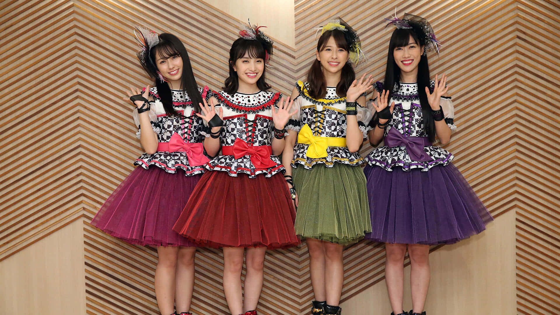 J-Pop, tutu dresses, wooden slat wall, Full HD Desktop Wallpaper