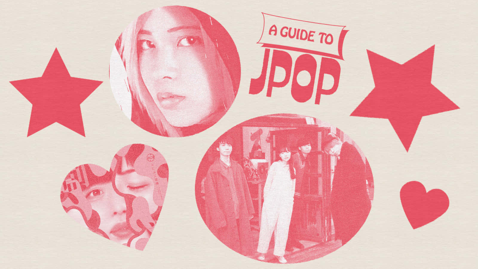 J-pop, red-tinted, circular frames, HD Desktop Wallpaper
