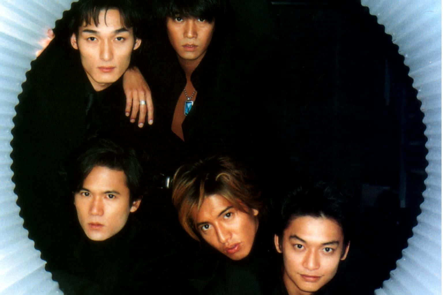 J-Pop, five young men, black outfits, HD Desktop Wallpaper