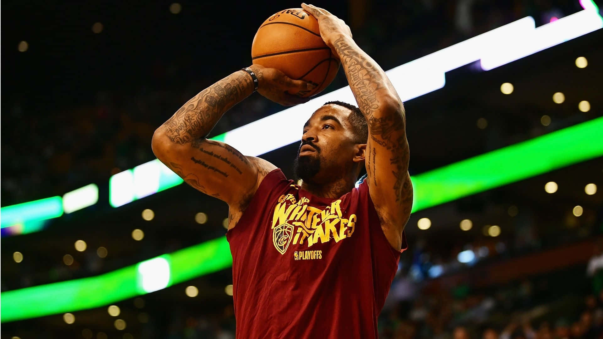 J.R. Smith, red 'Whatever It Takes' Playoffs jersey, basketball player, Full HD Desktop Wallpaper