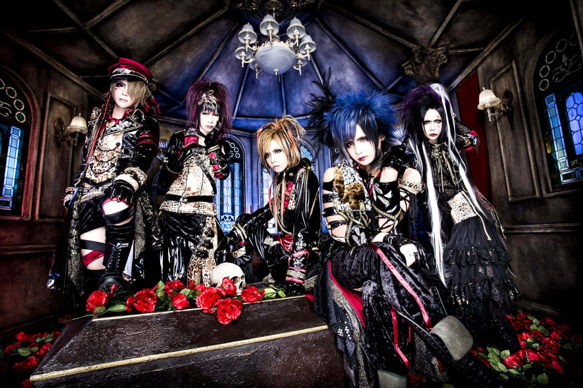J-Rock, gothic musicians, ornate black costumes, Full HD Desktop Wallpaper