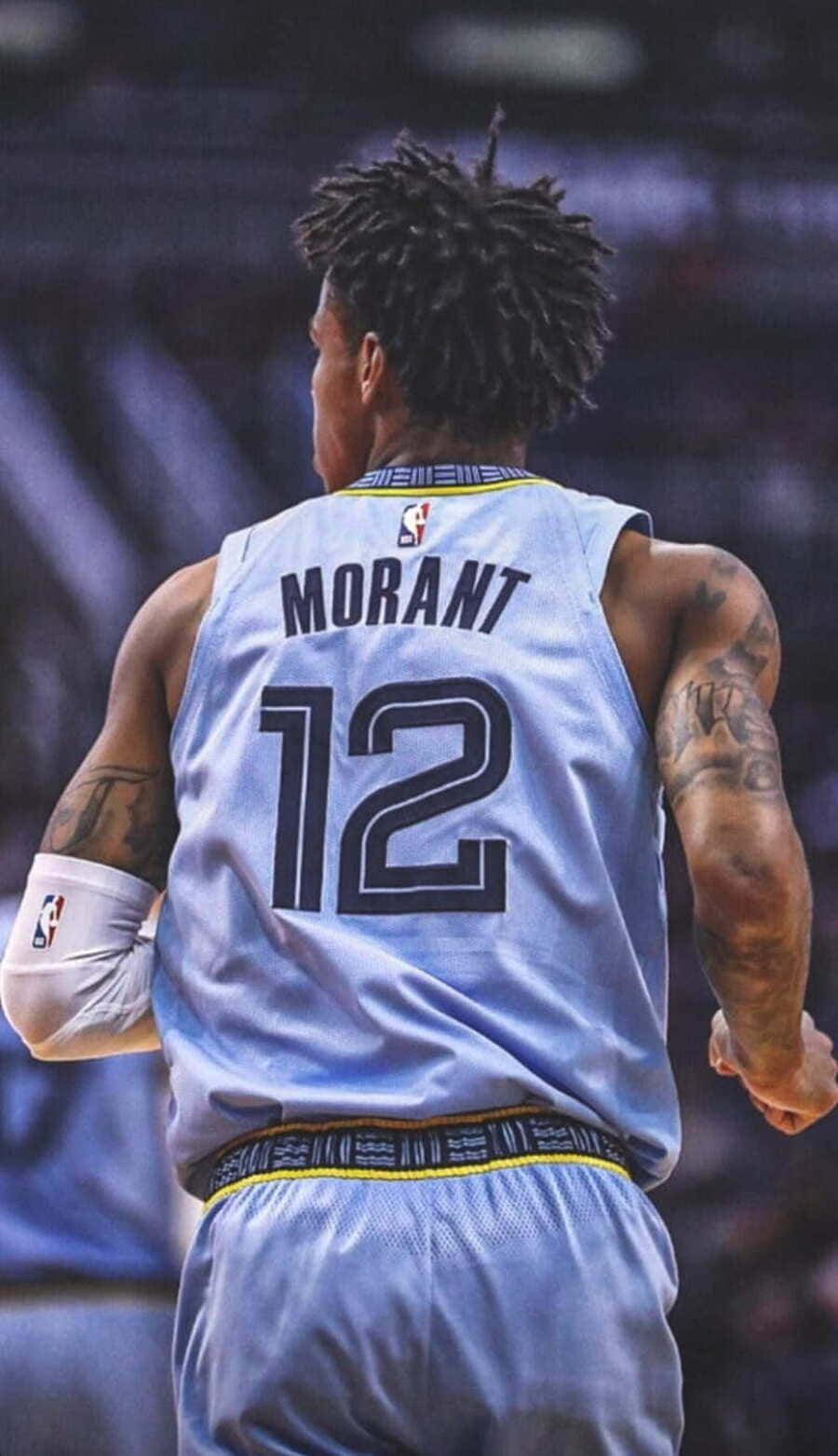 Ja Morant, basketball action12 jersey, light blue jersey, HD Phone Wallpaper