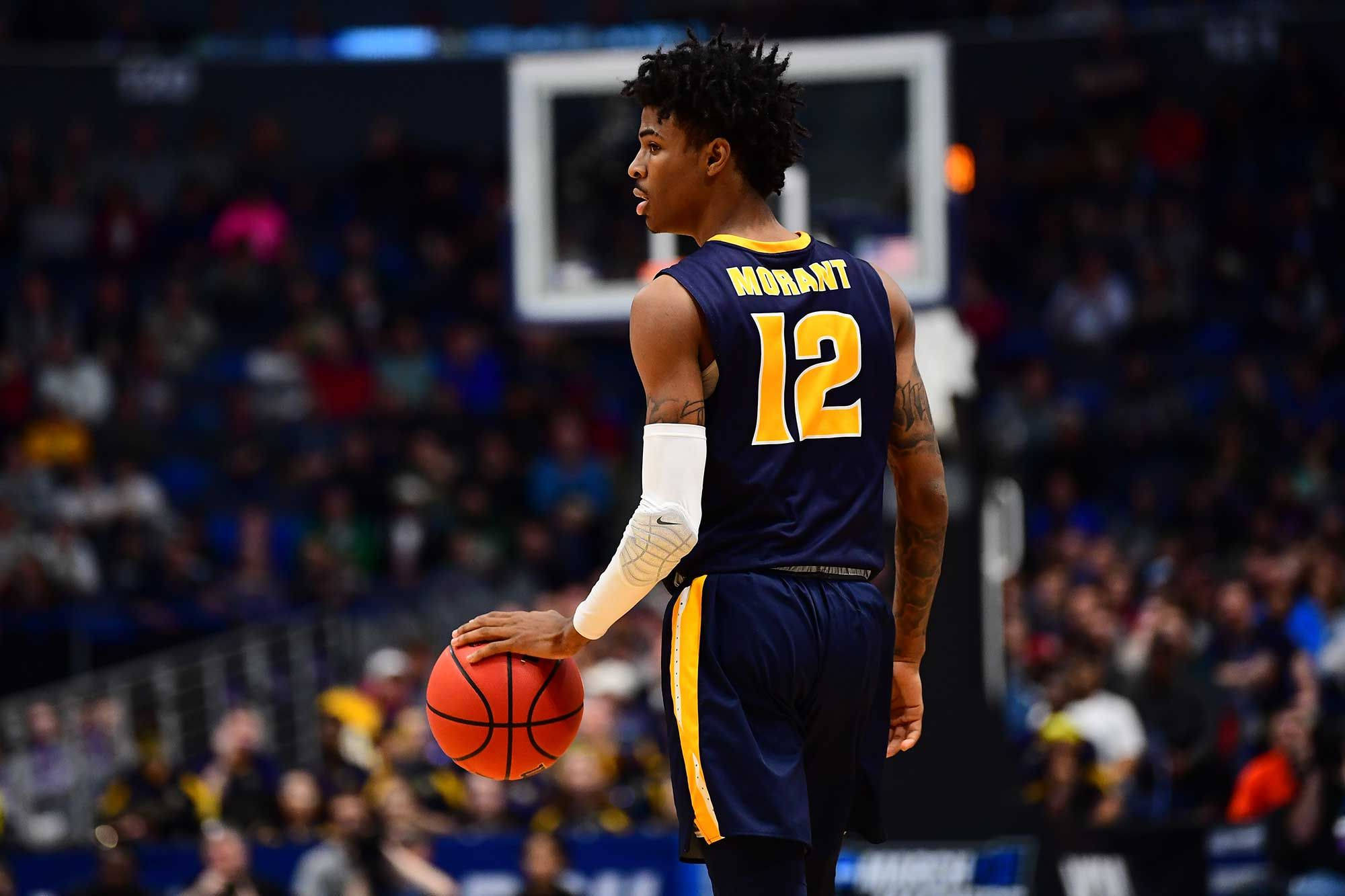 Ja Morant, rookie, navy blue jersey, Full HD Desktop Wallpaper