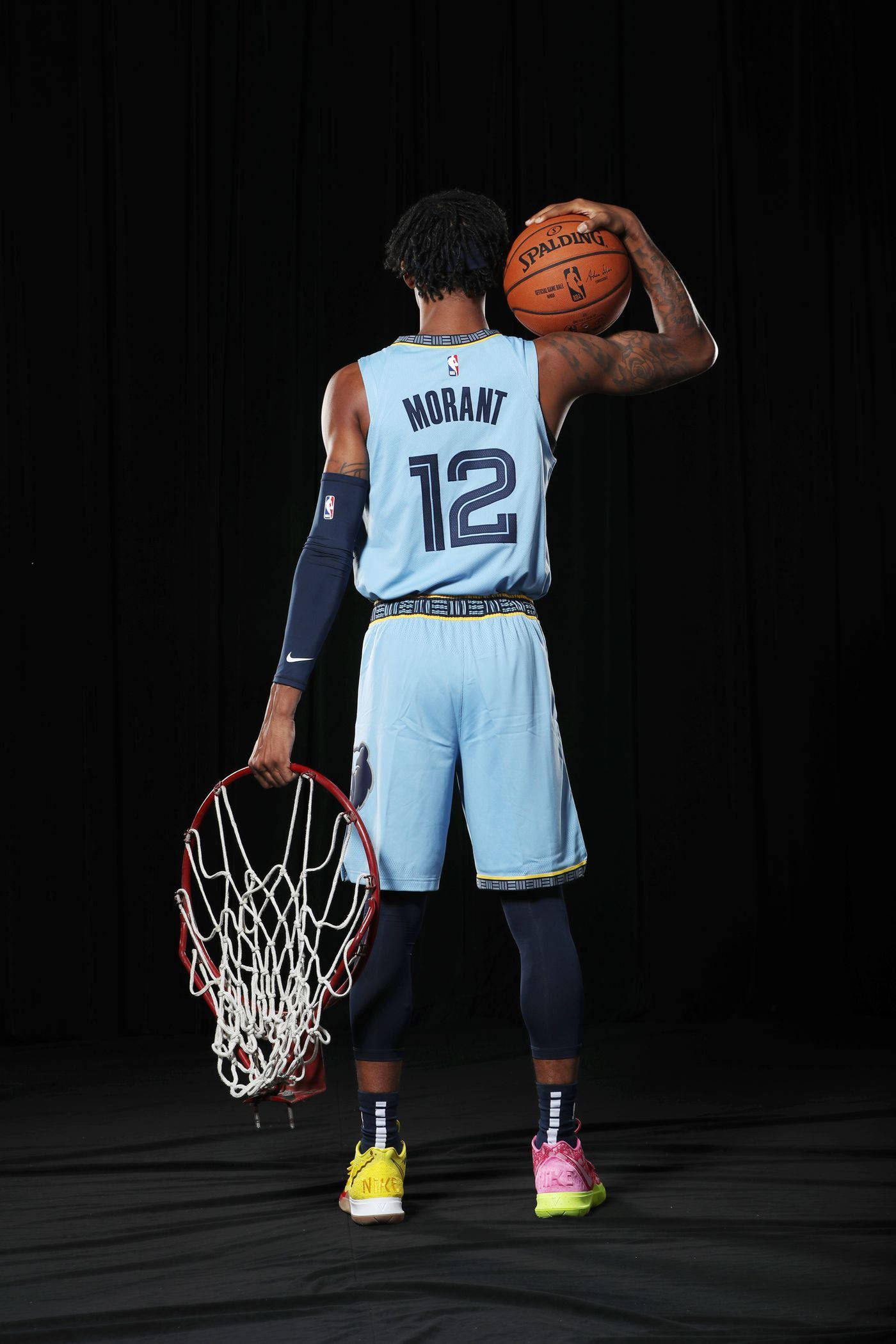 Ja Morant, number 12, light blue jersey, Full HD Phone Wallpaper