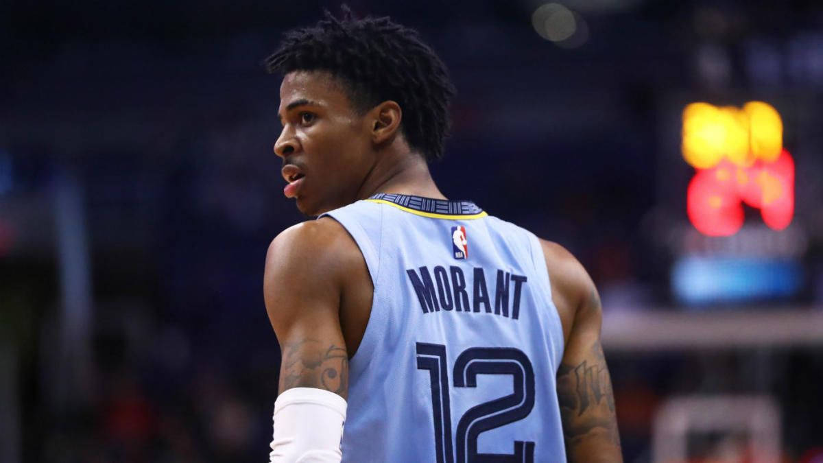 Ja Morant, light blue jersey, number 12, SD Desktop Wallpaper
