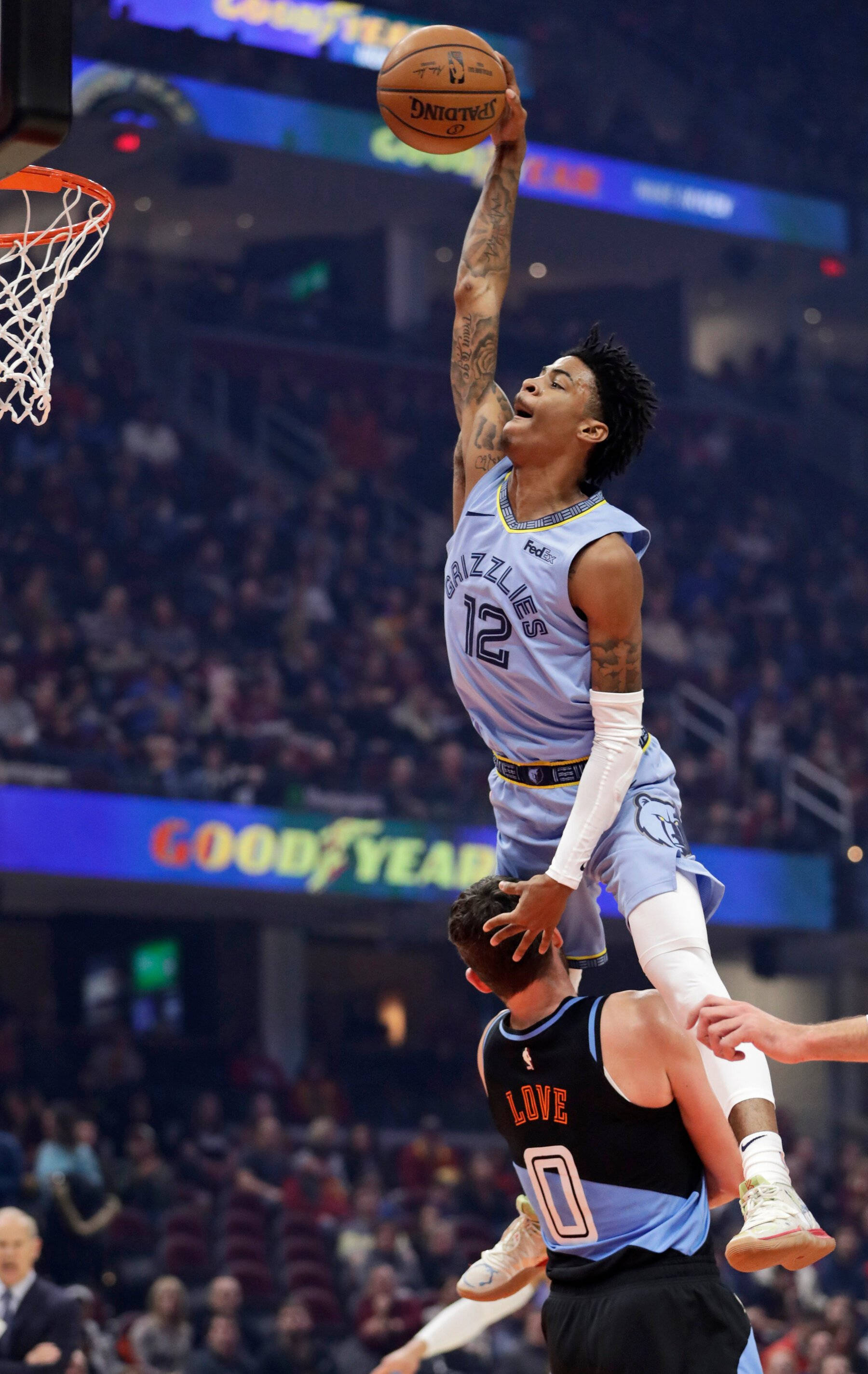 Ja Morant, dunk, light blue jersey, 2K Phone Wallpaper