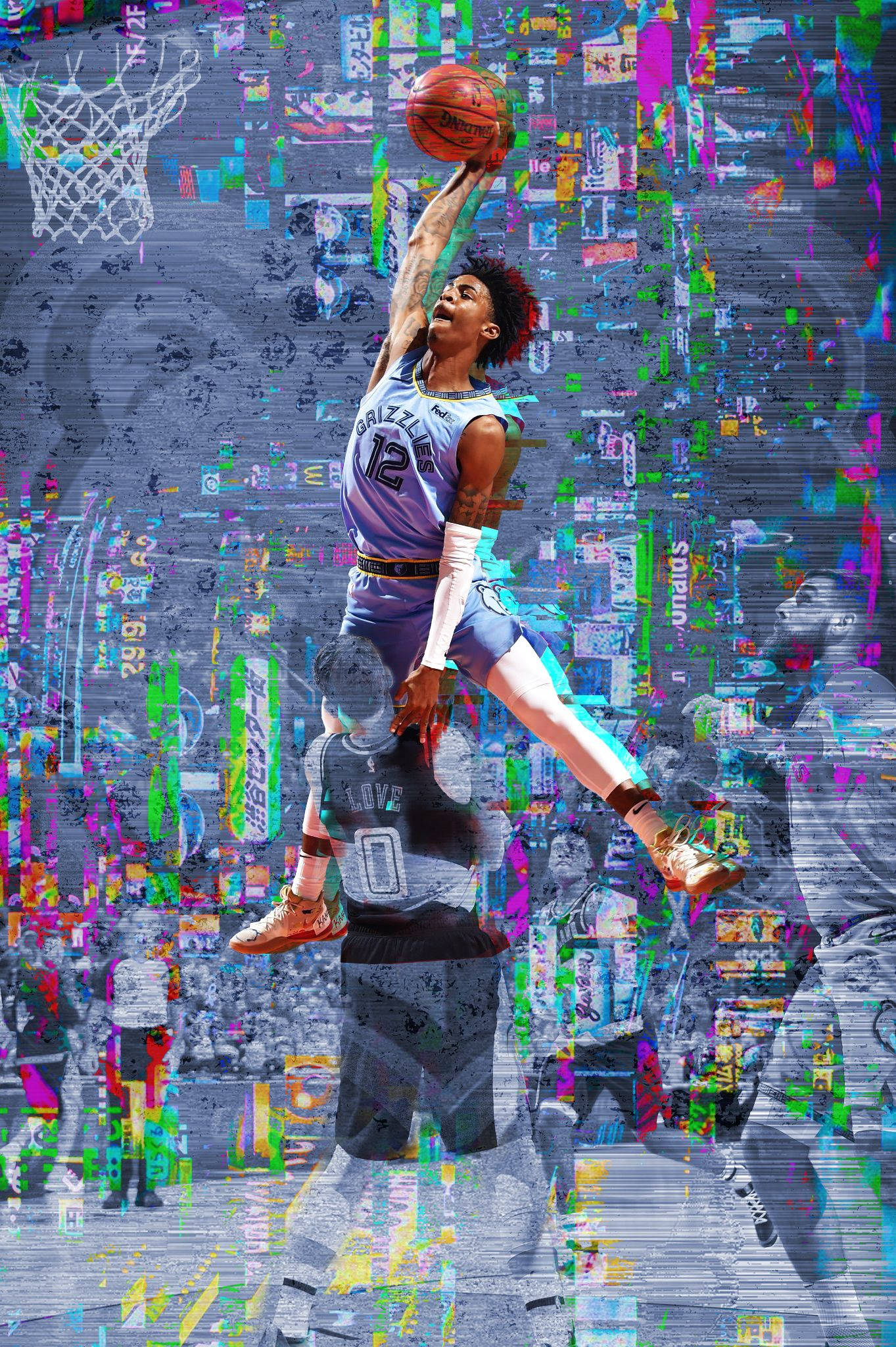 Ja Morant, purple jersey, dunk, Full HD Phone Wallpaper