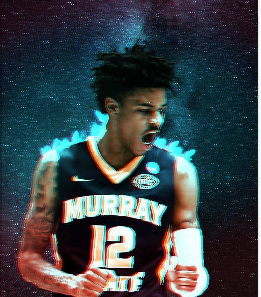 Ja Morant, black jersey, glowing blue aura, SD Phone Wallpaper