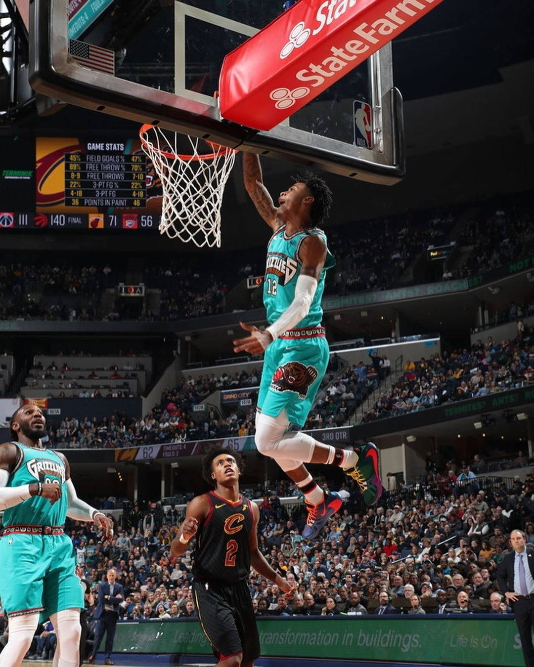 Ja Morant, Cavs Vs Grizzlies Game, teal jersey, HD Phone Wallpaper
