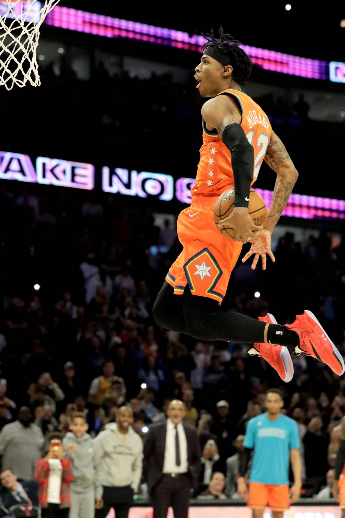 Ja Morant, dunk, orange jersey, HD Phone Wallpaper