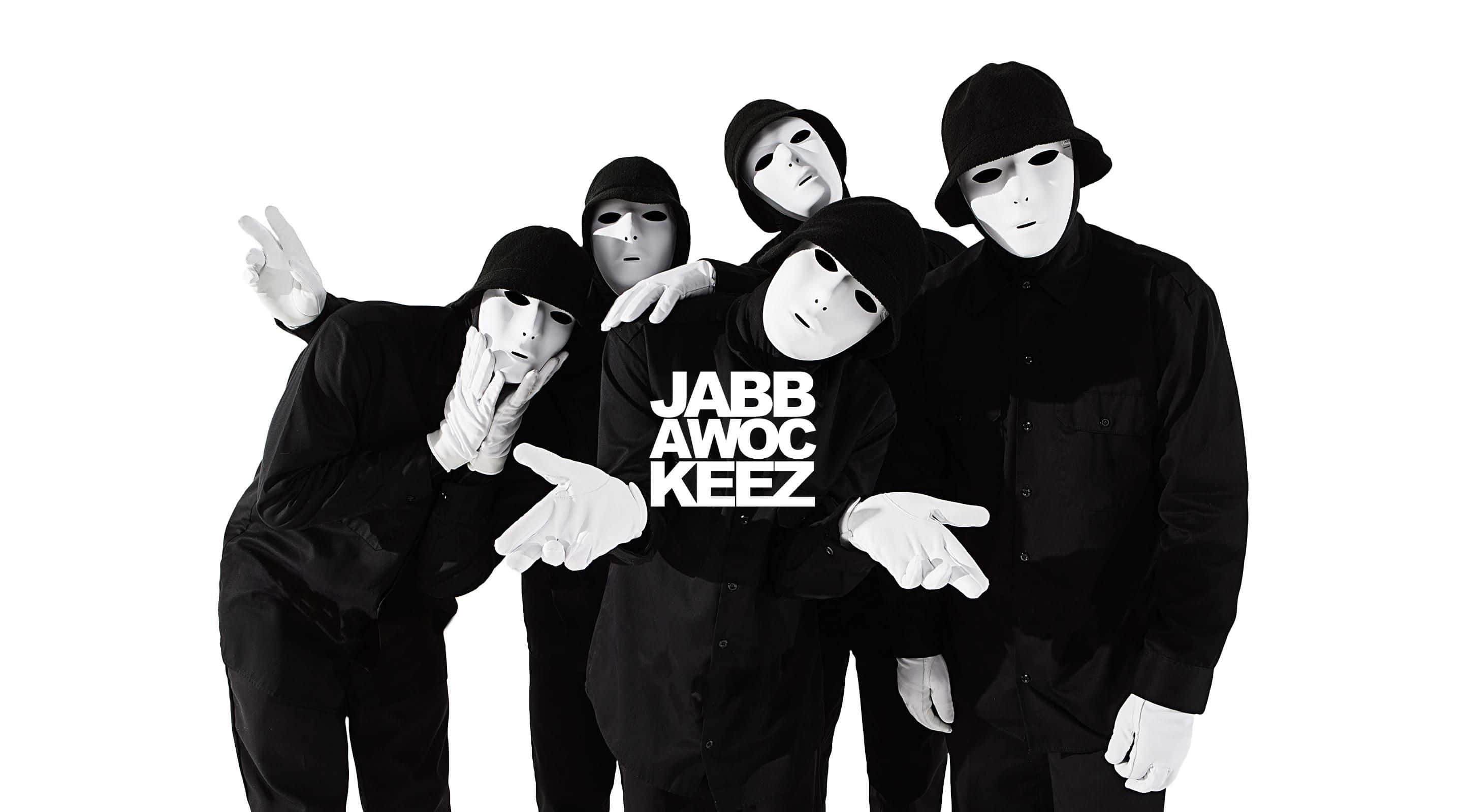 Jabbawockeez, black outfits, white background, 2K Desktop Wallpaper
