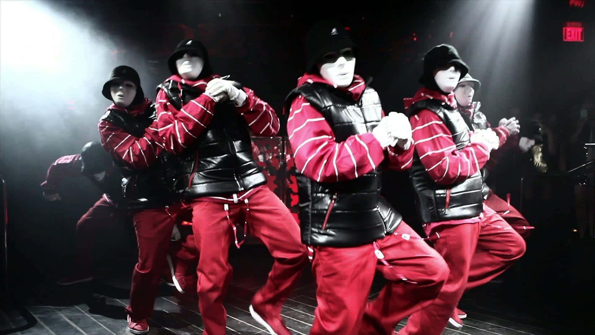 Jabbawockeez, red and black outfits, white masks, Full HD Desktop Wallpaper