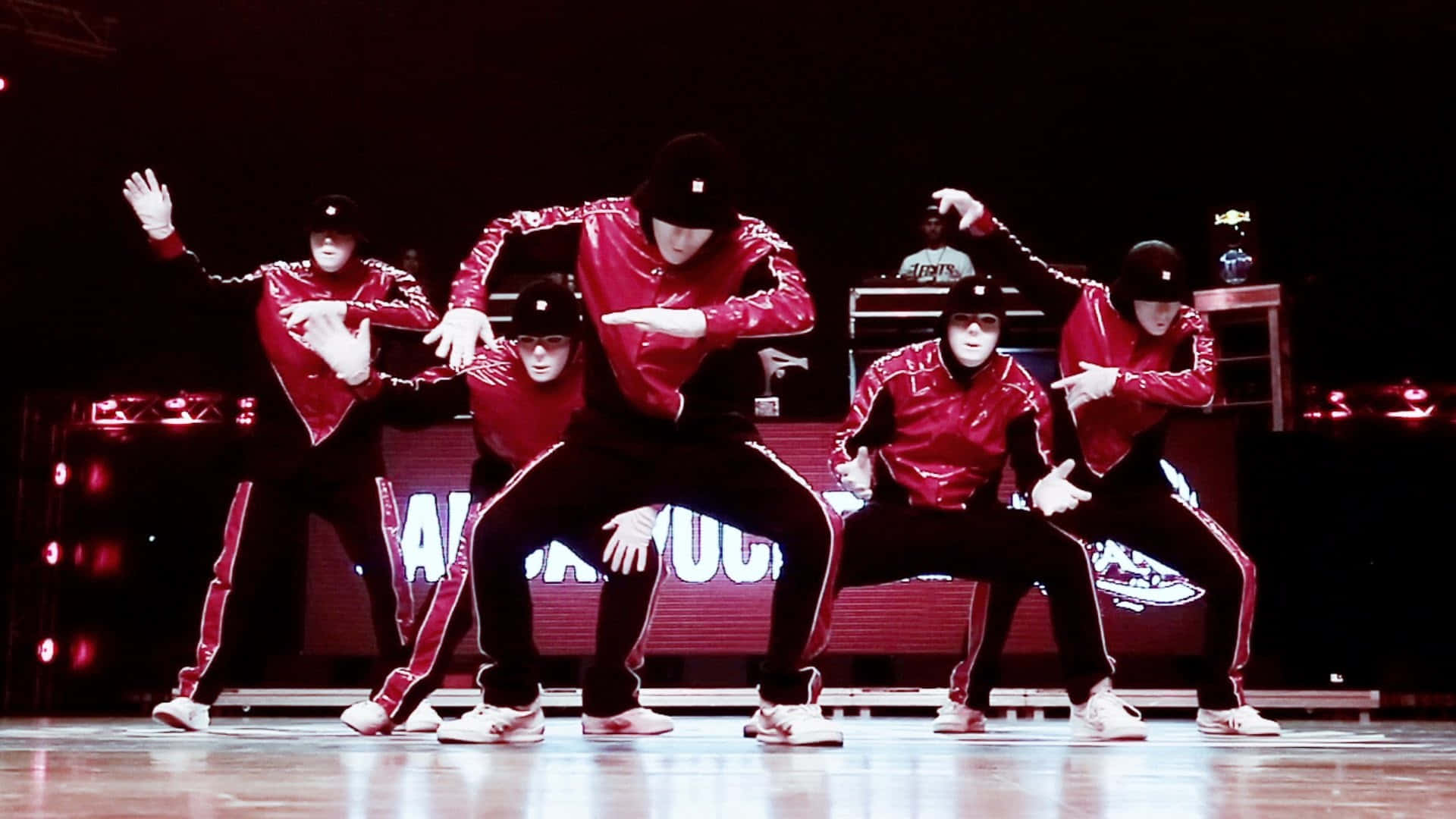 Jabbawockeez, red jackets, black hats, Full HD Desktop Wallpaper