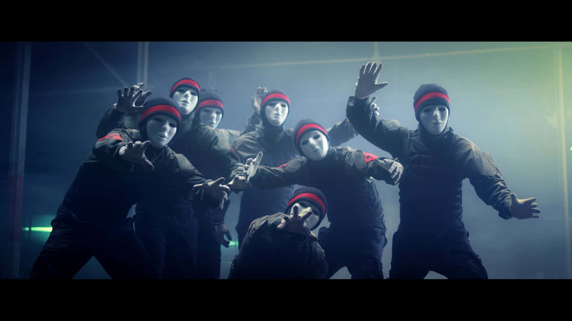 Jabbawockeez, black outfits, red headbands, Full HD Desktop Wallpaper