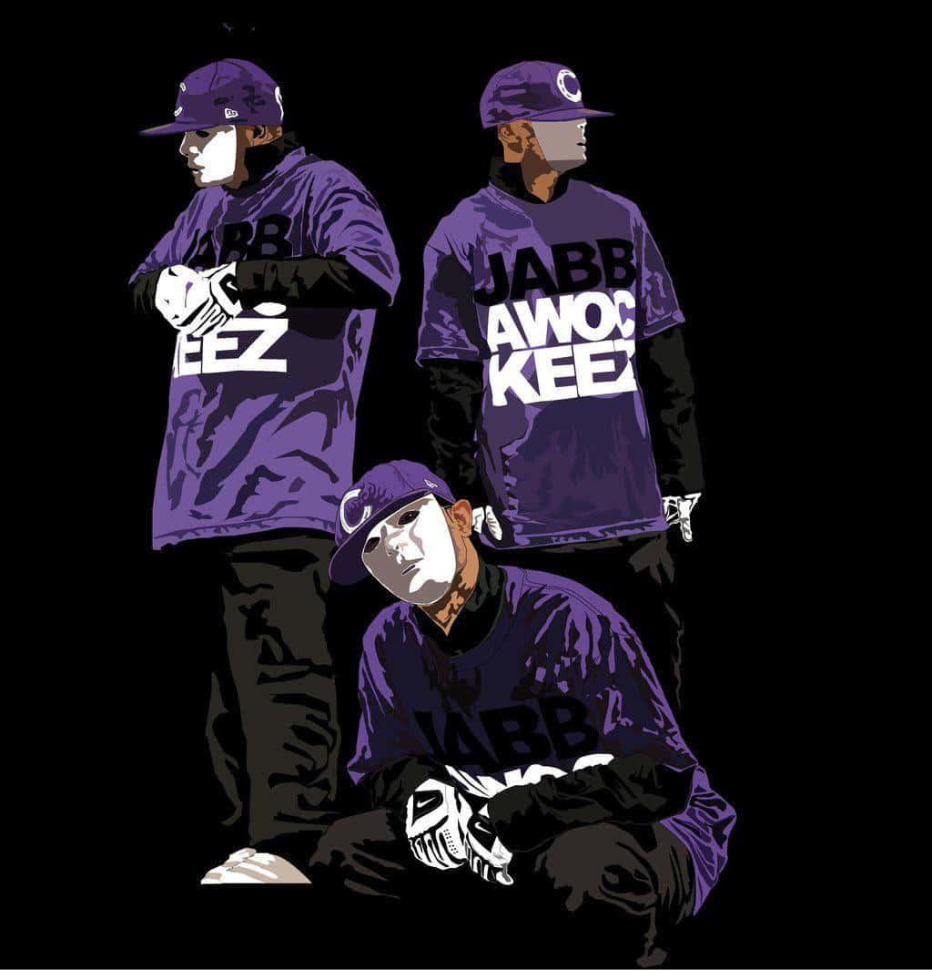 Jabbawockeez, Purple Shirt, masked figures, SD Phone Wallpaper