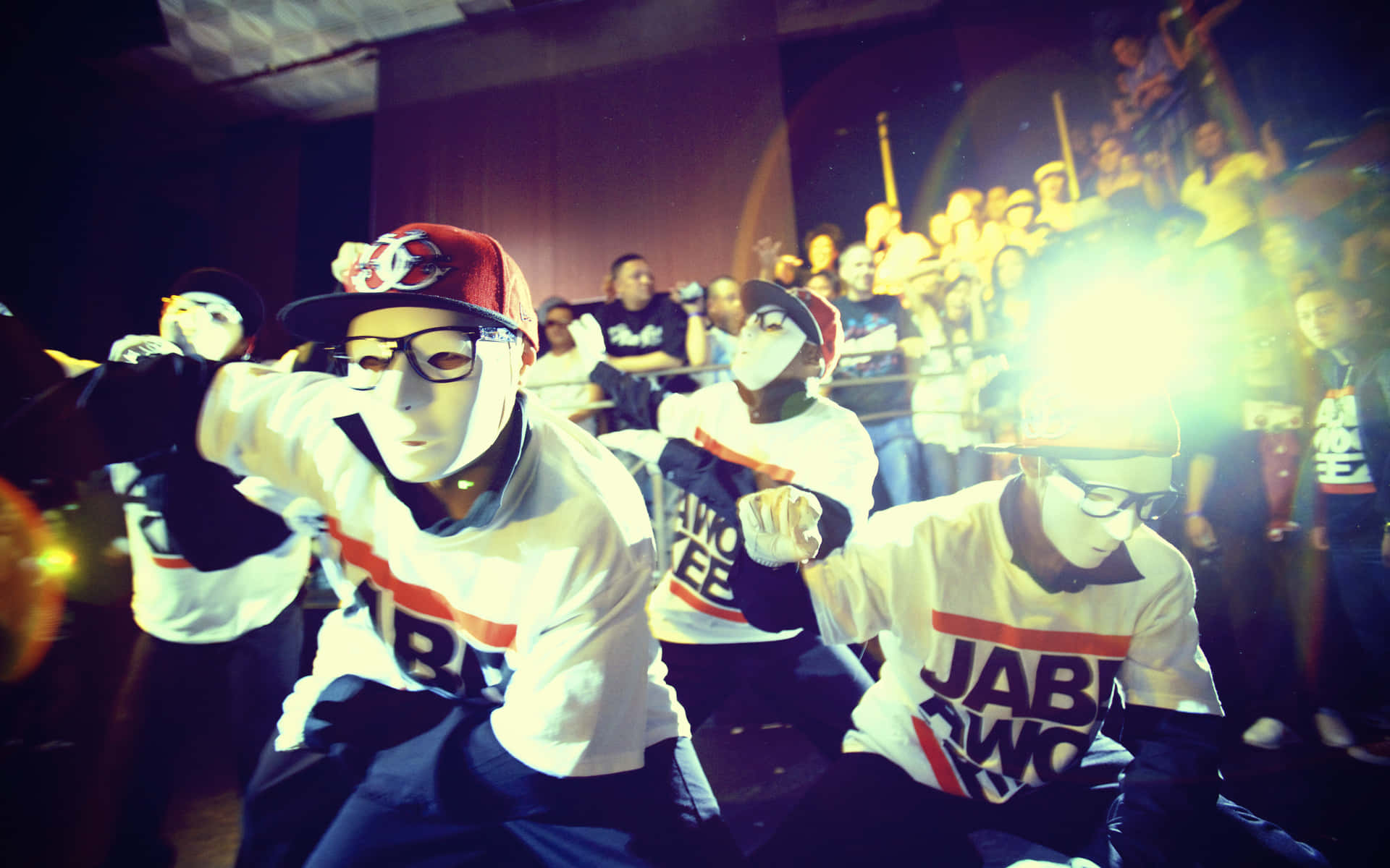 Jabbawockeez, white masks, branded shirts, Full HD Desktop Wallpaper