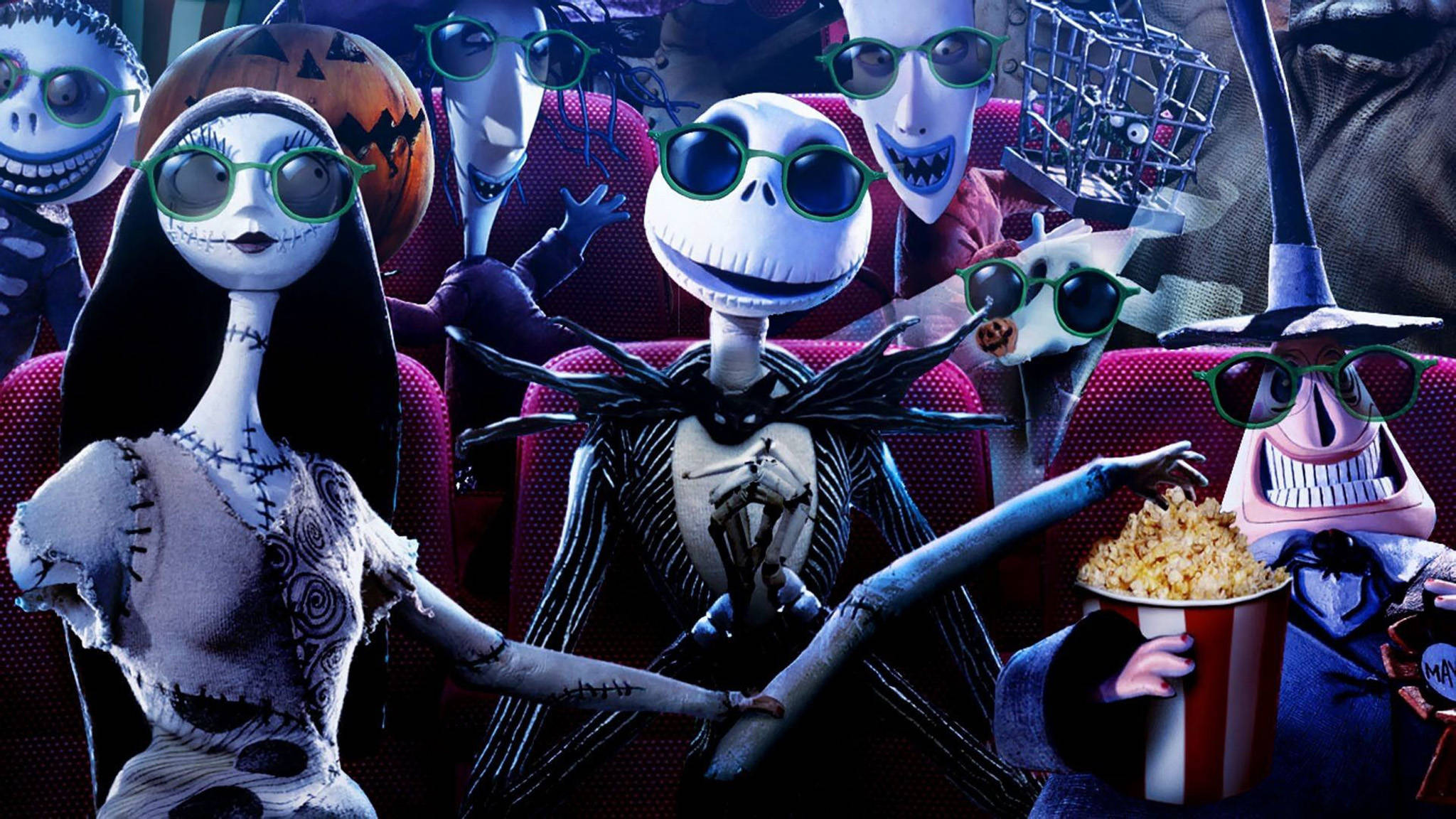 Jack And Sally, 3D Design, green sunglasses, Full HD Desktop Wallpaper